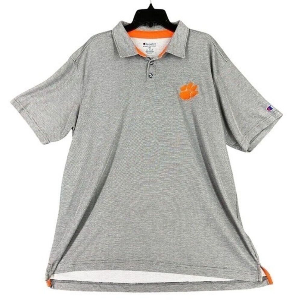 Clemson Tigers Performance Polo Shirt Men 2XL Gray Champion College Alumni Class
